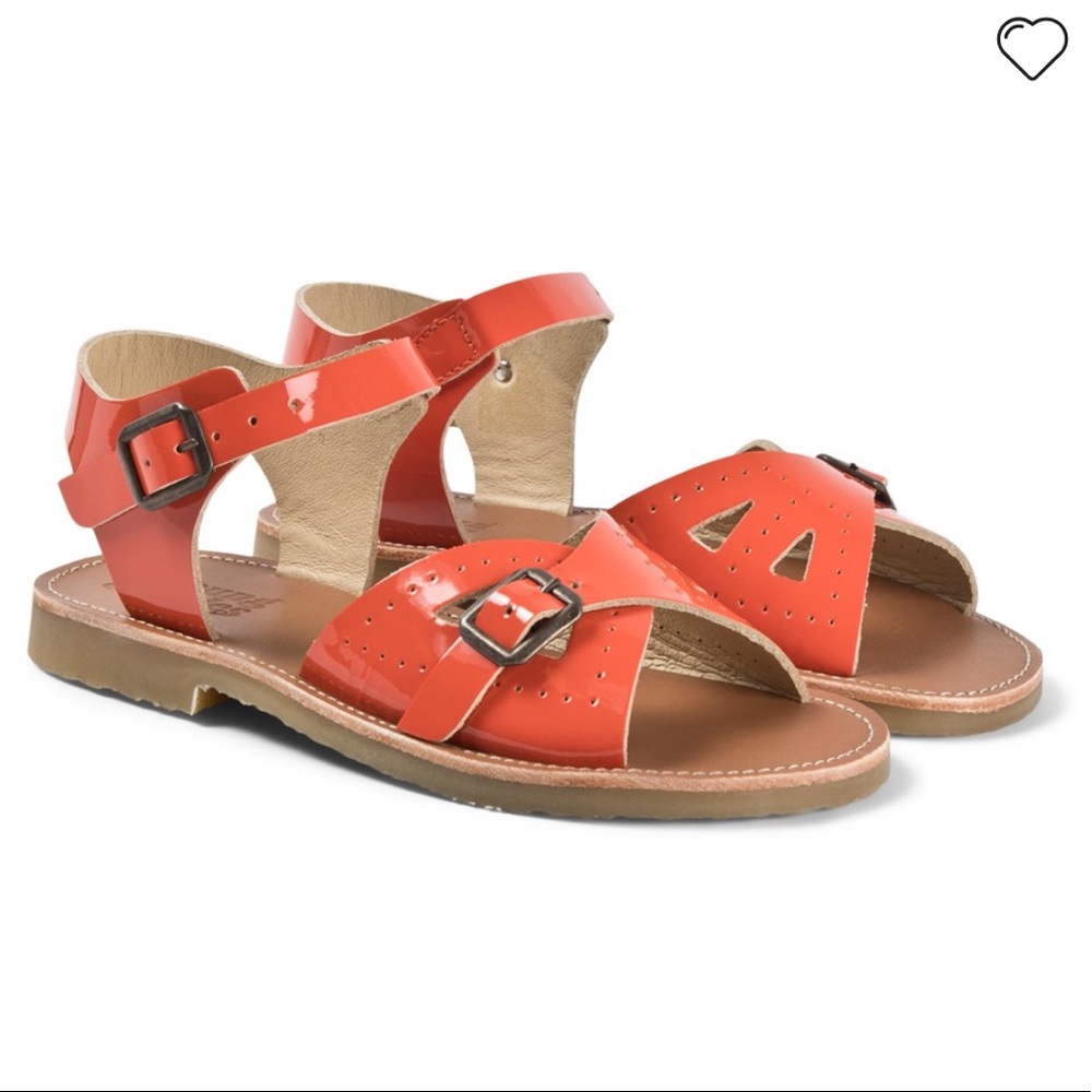 Young Soles Patent Leather Sandals Orange